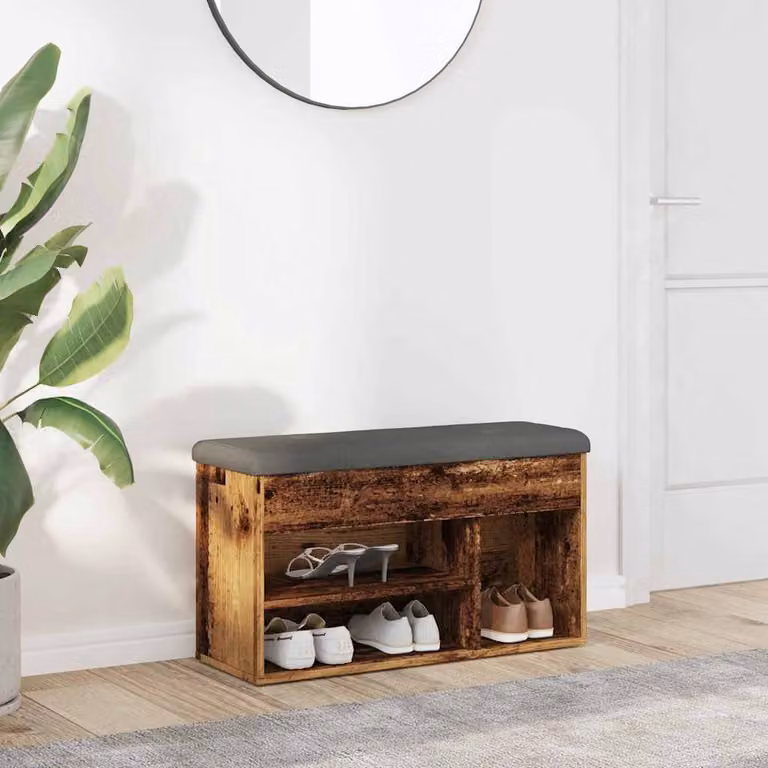 Scarpiera vidaXL in legno stile antico, colore marrone o grigio, L: 82 cm, P: 32 cm, H: 45,5 cm