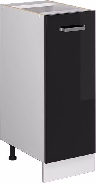 Base universale R-Line Vicco Nero lucido con anta e ripiani interni, L/P/H: 30 x 46 x 81,6 cm