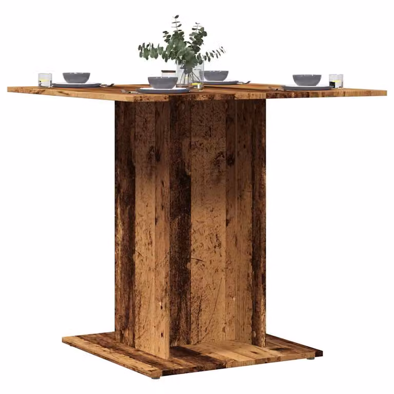vidaXL Tavolo da Pranzo Quadrato in Legno Composito Marrone con Base Centrale L: 80 cm, P: 80 cm, H: 75 cm