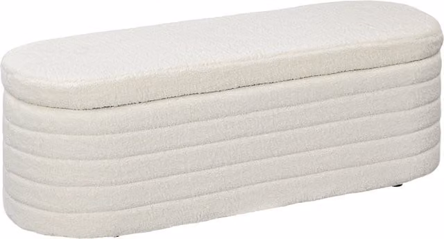 Panca contenitore HOMCOM in tessuto bouclé per camera o ingresso, L: 116 cm, P: 41 cm, H: 40,5 cm, Beige/Bianco