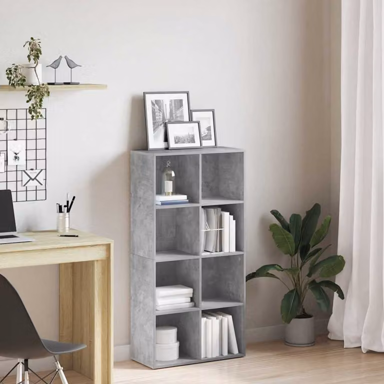 Libreria/Credenza vidaXL in Legno Multistrato e MDF, Grigio, L: 66 cm, P: 30 cm, H: 130 cm