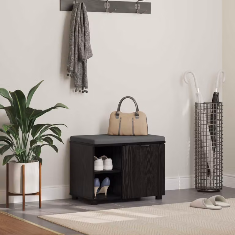 Panca per ingresso con scarpiera vidaXL moderna in nero e grigio L: 60 cm, P: 38 cm, H: 46 cm