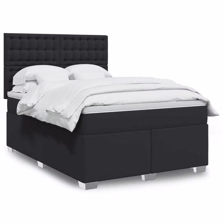 vidaXL Giroletto a Molle con Materasso Ibrido in Similpelle Nero 160x200 cm