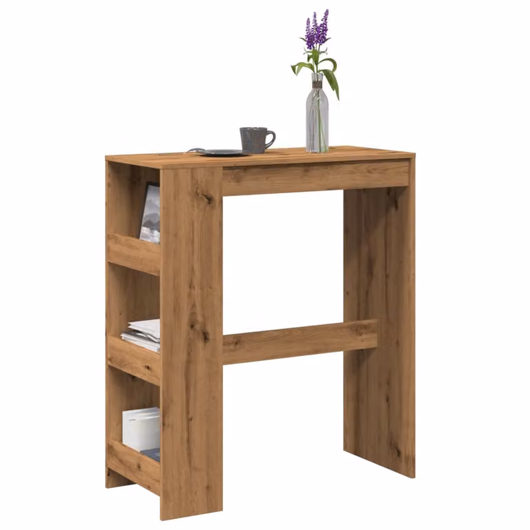 vidaXL Tavolo Bar Moderno in Rovere Marrone con Rastrelliera, L 90 cm, P 40 cm, H 103,5 cm
