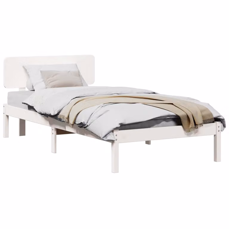 Struttura del letto vidaXL in pino massello bianco L 90 x P 190 cm