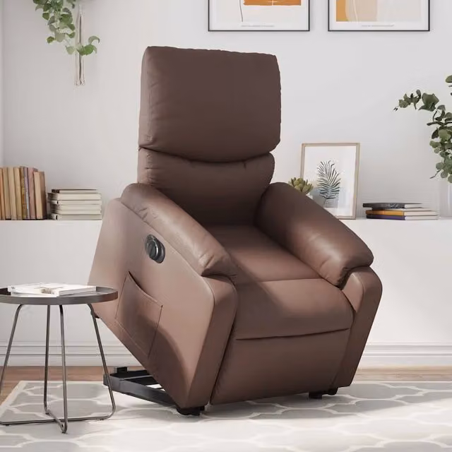 Poltrona Alzapersona Reclinabile vidaXL in Similpelle Marrone con Assistenza Elettrica per Senior