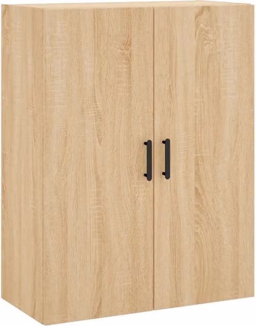 Mobiletto a muro moderno in legno composito rovere color beige e marrone L: 69,5 cm, P: 34 cm, H: 90 cm