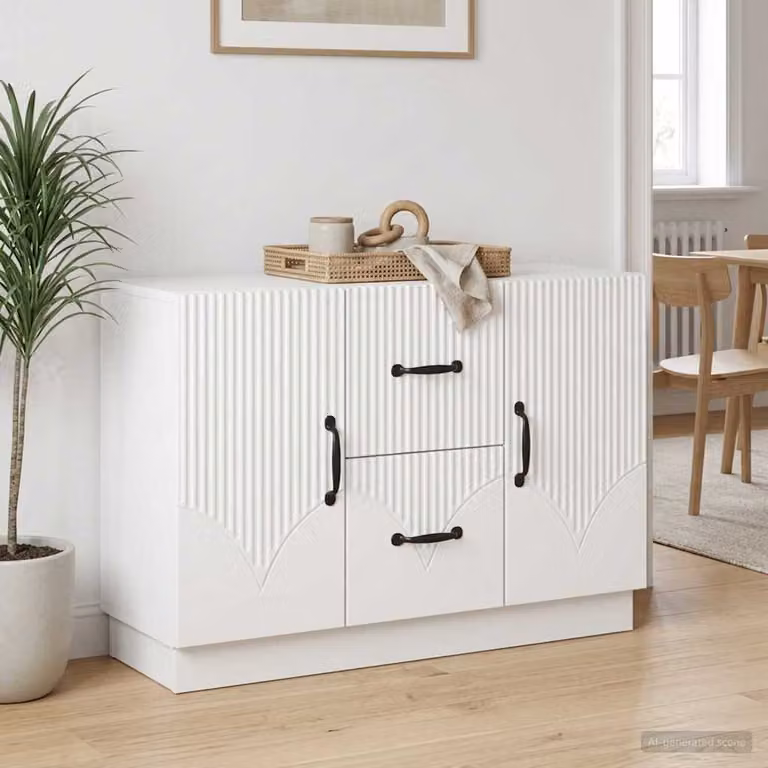 Credenza moderna vidaXL in legno ingegnerizzato bianco L 89 x P 34,5 x H 57 cm