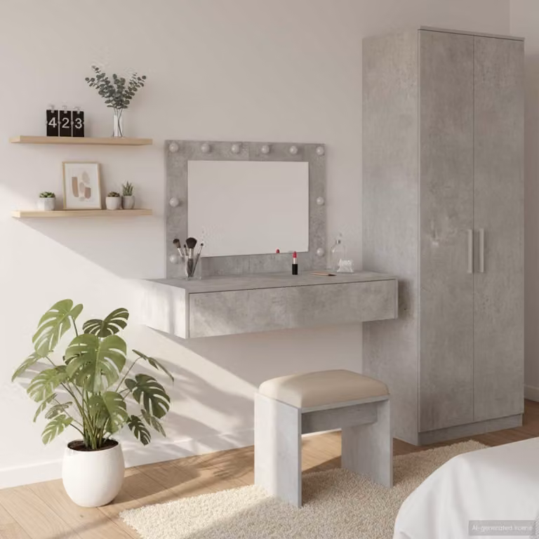 vidaXL Tavolo da Trucco Moderno Grigio in MDF L/P/H: 100 x 40 x 70 cm