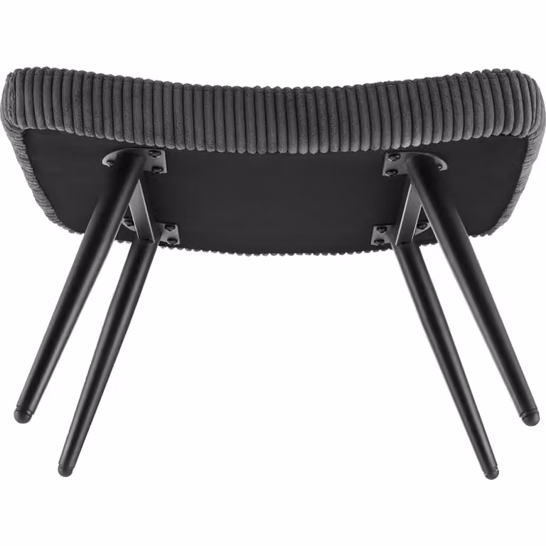Poltrona Hygge tectake con pouf coordinato, design ergonomico in velluto e corda, colore antracite e nero, L: 100.5 cm, P: 72.0 cm, H: 76.0 cm