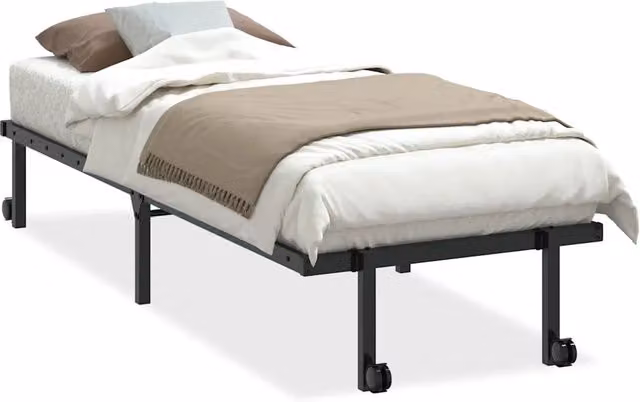 Letto singolo pieghevole Design In in acciaio nero con doghe fisse per adulti L/P/H: 200 x 80 x 30 cm