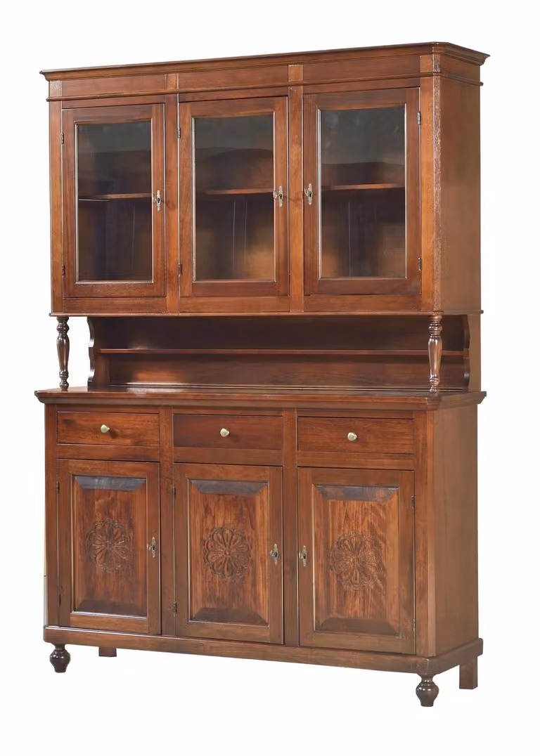 Cristalliera 3 ante Mobili 2G in legno e vetro color marrone L 150 cm, P 43 cm, H 218 cm