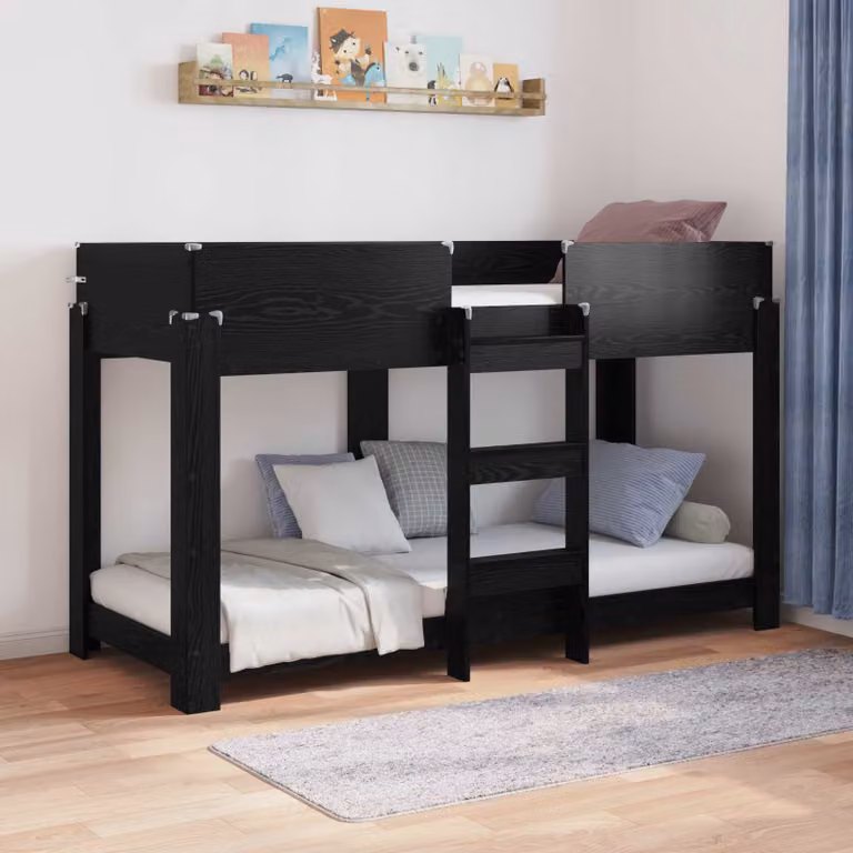 Letto a castello per bambini vidaXL in legno Rovere Nero L: 190 cm, P: 89 cm, H: 176 cm