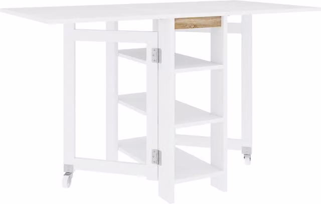 Tavolo da pranzo pieghevole ed espandibile HOMCOM con 2 ribalte, ideale per 4 persone, colore bianco, L: 120 cm, P: 60 cm, H: 75 cm