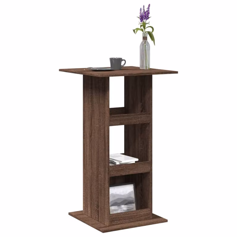 vidaXL Tavolo Bar con Portaoggetti in Legno Marrone, Design Moderno, L/P/H: 60 x 60 x 102 cm