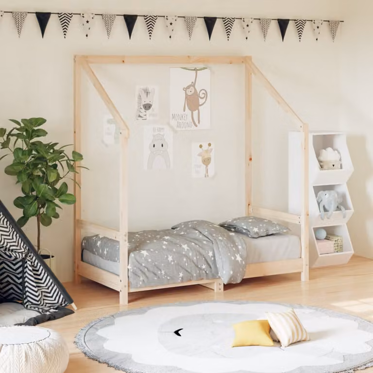 vidaXL Giroletto per Bambini in Legno Massello di Pino, Stile Rustico, L 70 cm x P 140 cm