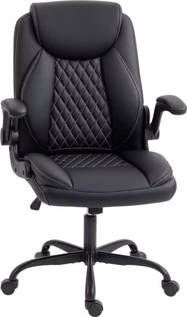 Sedia da ufficio ergonomica HOMCOM con braccioli sollevabili e altezza regolabile, Nero