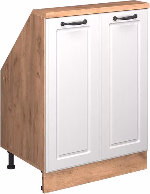 Mobile sottotetto Rion Vicco in stile rustico bianco e rovere dorato con 2 ante, L: 60 cm, P: 46 cm, H: 83,8 cm