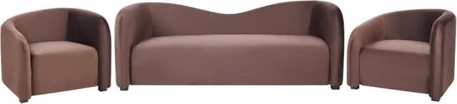 Set da salotto moderno BELIANI composto da divano a 3 posti, divano a 2 posti e poltrona in velluto marrone con struttura in legno massiccio