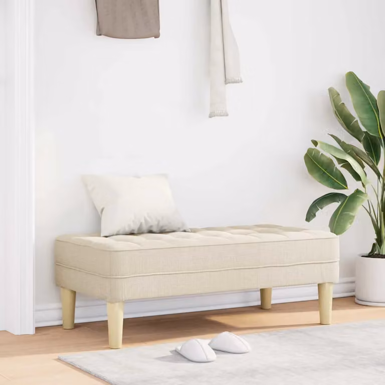 Panchina con cuscino vidaXL in tessuto beige per soggiorno L: 113 cm, P: 57 cm, H: 39 cm