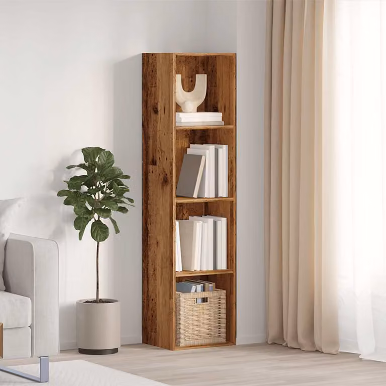 Libreria e Mobile TV vidaXL in Legno Antico Marrone, con Pannello Posteriore, L 36 cm x P 30 cm x H 143 cm