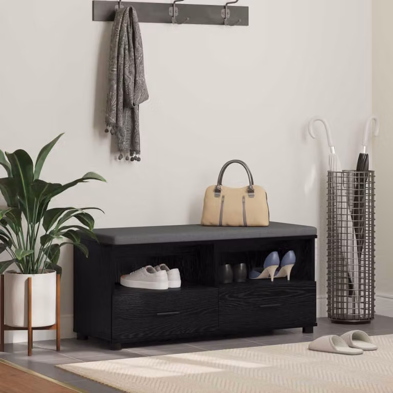 vidaXL Panca porta scarpe moderna per ingresso, colore nero, L: 100 cm, P: 38 cm, H: 46 cm