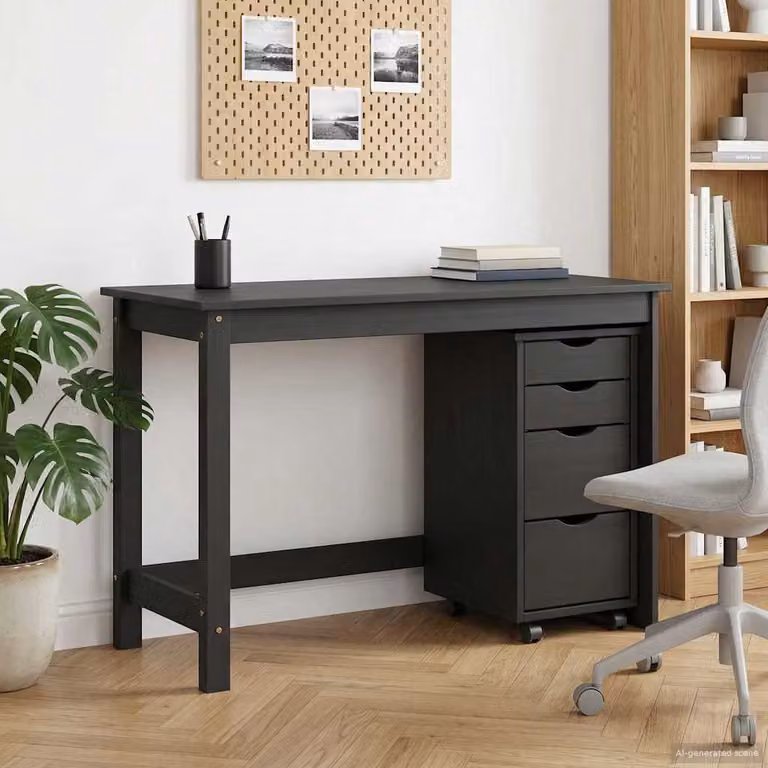 Set scrivania e mobiletto su ruote MOSS vidaXL Nero