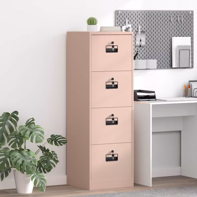 Armadio per file vidaXL in metallo rosa con cassetti e serratura L/P/H: 44 x 50 x 106.5 cm