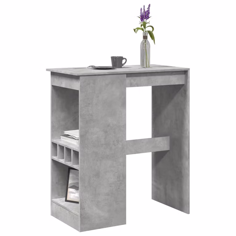 vidaXL Tavolo Bar con Rastrelliera Grigio L: 90 cm, P: 47,5 cm, H: 103,5 cm
