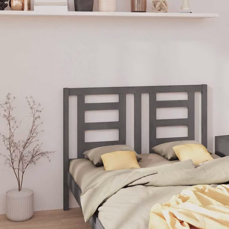 Testiera per letto vidaXL in legno massello di pino grigia L: 146 cm, P: 4 cm, H: 100 cm