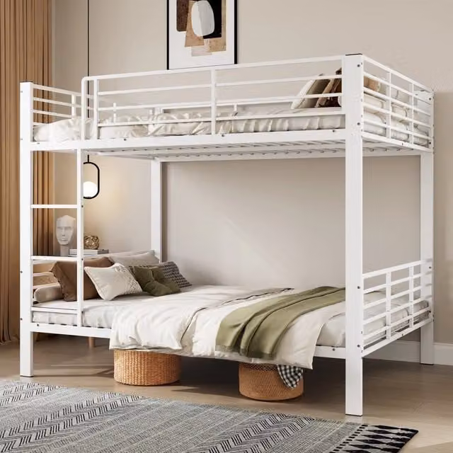 Letto a castello matrimoniale Mivray in metallo bianco, L/P/H: 140 x 200 x 170 cm
