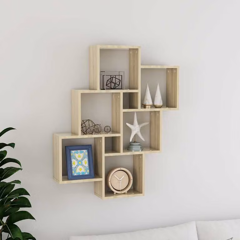 Mensola a parete a cubo vidaXL in legno Rovere Sonoma, L: 78 cm, P: 15 cm, H: 93 cm