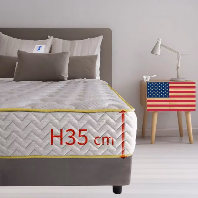 Materasso Memory Foam Comfy Line Americano Boston35 Bianco, Semirigido e Traspirante, L/P/H: 85 x 195 x 35 cm