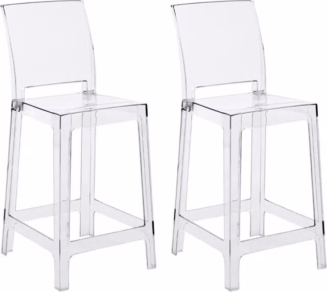 Set di 2 sgabelli da bar moderni BELIANI in plastica trasparente lucida per cucina e soggiorno