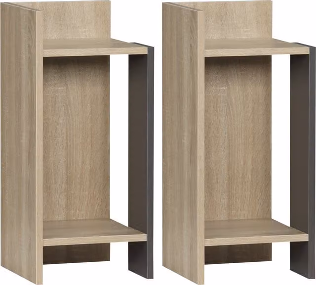 Set di 2 comodini moderni HOMCOM in MDF grigio con ripiano aperto per camera da letto e soggiorno, L/P/H: 27 x 25 x 60 cm