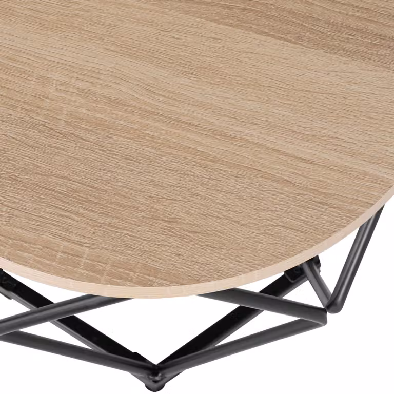 Set di 2 tavolini da salotto Benham tectake in stile industriale, colore rovere e nero, L/P/H: 50 x 40 x 20 cm e 50 x 40 x 15 cm