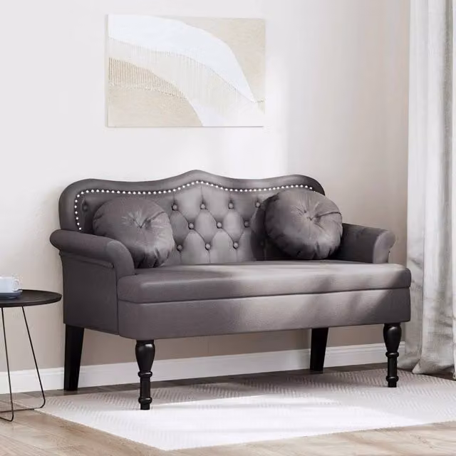 Panca Chesterfield vidaXL in pelle sintetica grigia L 120,5 x P 65 x H 75 cm