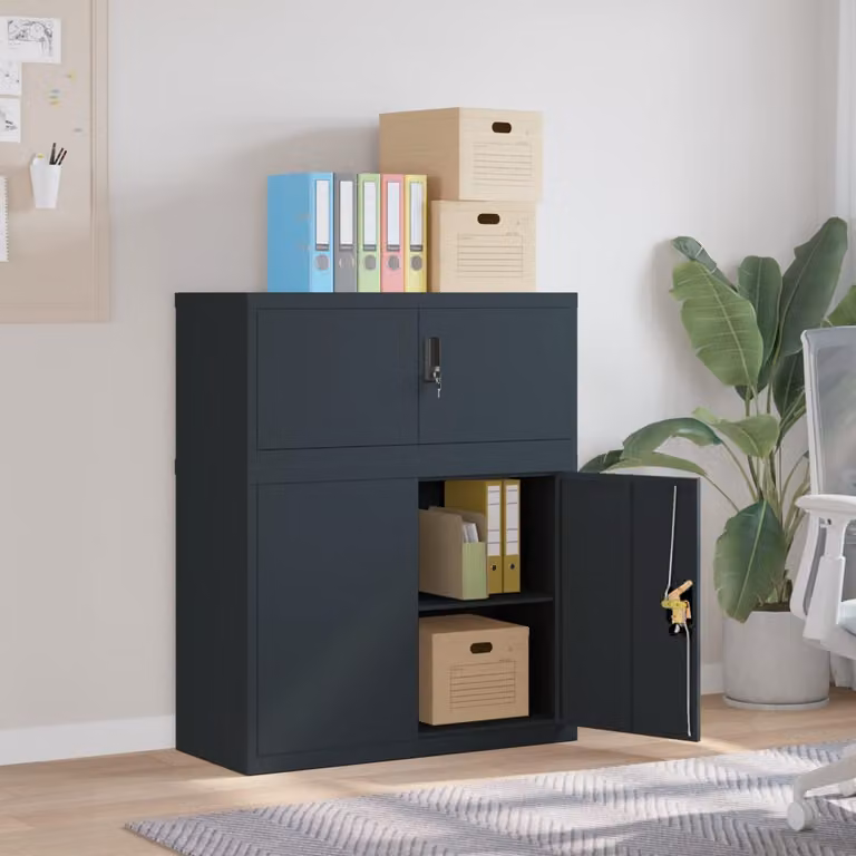 Armadio Classificatore vidaXL in Metallo Antracite con Ante a Battente e Serratura L/P/H: 90 x 40 x 110 cm