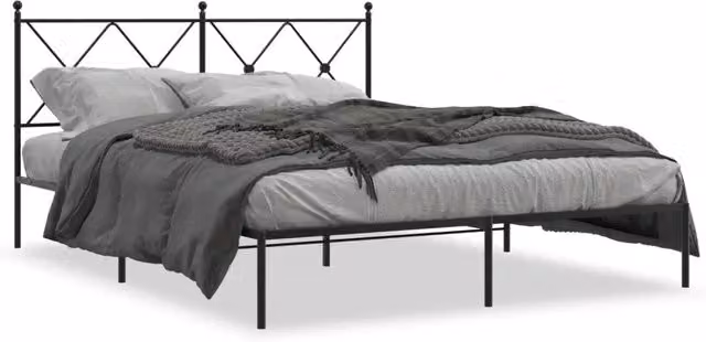 Letto matrimoniale Design In con testiera in metallo nero e struttura rigida L/P/H: 166 x 160 x 90,5 cm