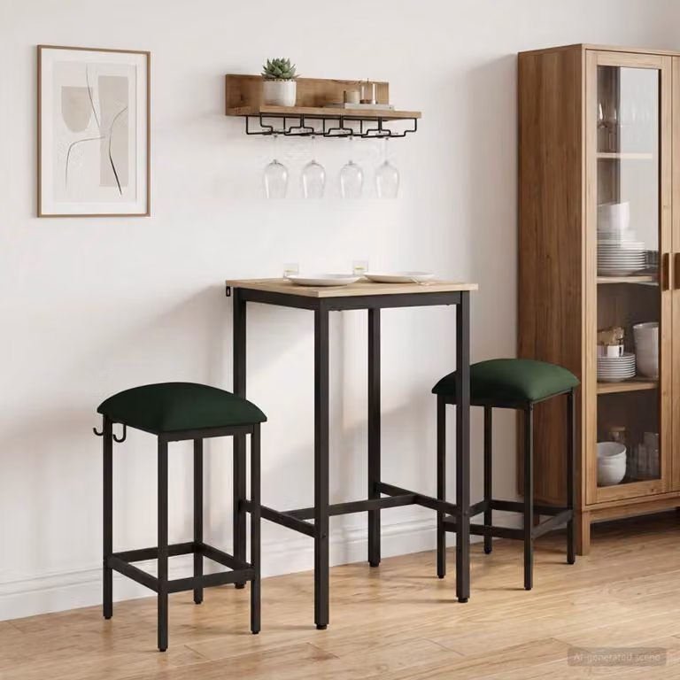 Set di 2 sgabelli da bar vidaXL in velluto verde con struttura in metallo L/P/H: 40 x 32 x 64 cm