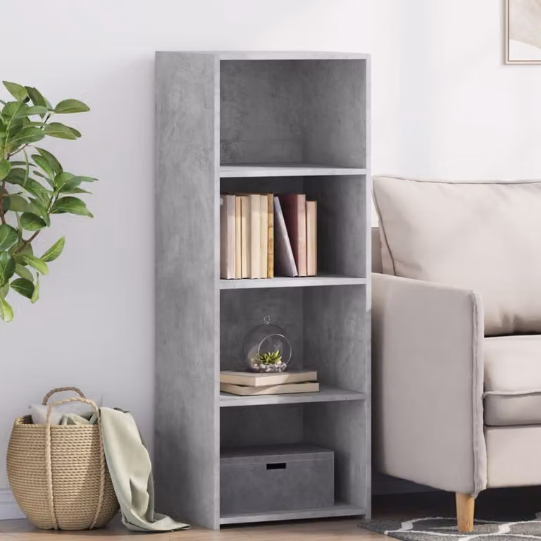Credenza moderna vidaXL in legno multistrato e MDF, colore grigio, L/P/H: 45 x 41 x 124 cm