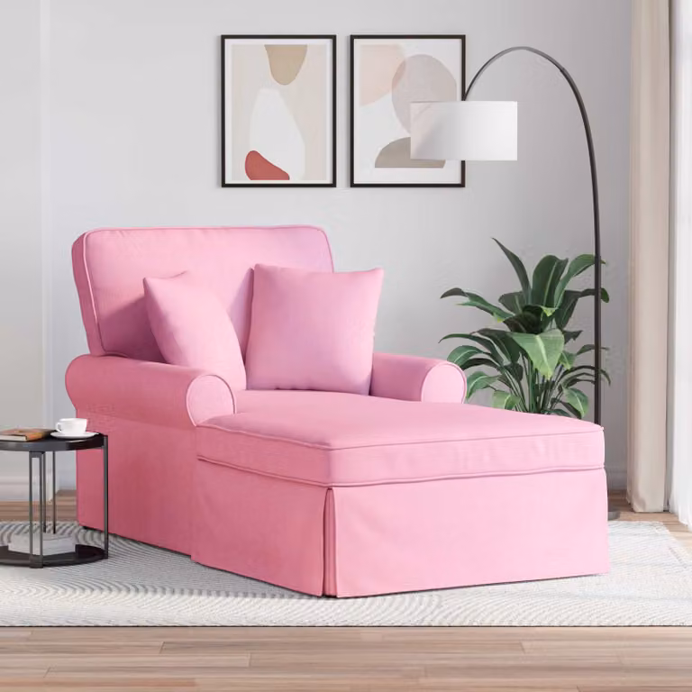 vidaXL Chaise Longe Moderna in Tessuto Rosa con Gonna, Set da 3 Pezzi, L/P/H: 157 x 91 x 91 cm