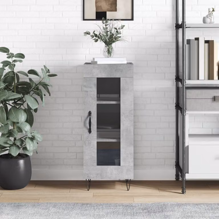 Credenza vidaXL con ante in vetro e finitura grigio opaco, L/P/H: 34,5 x 34 x 90 cm