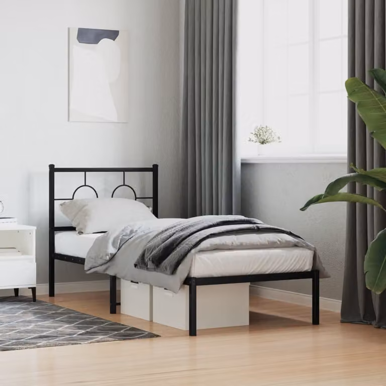 vidaXL Giroletto con Testiera in Metallo Nero L 80 cm x P 200 cm