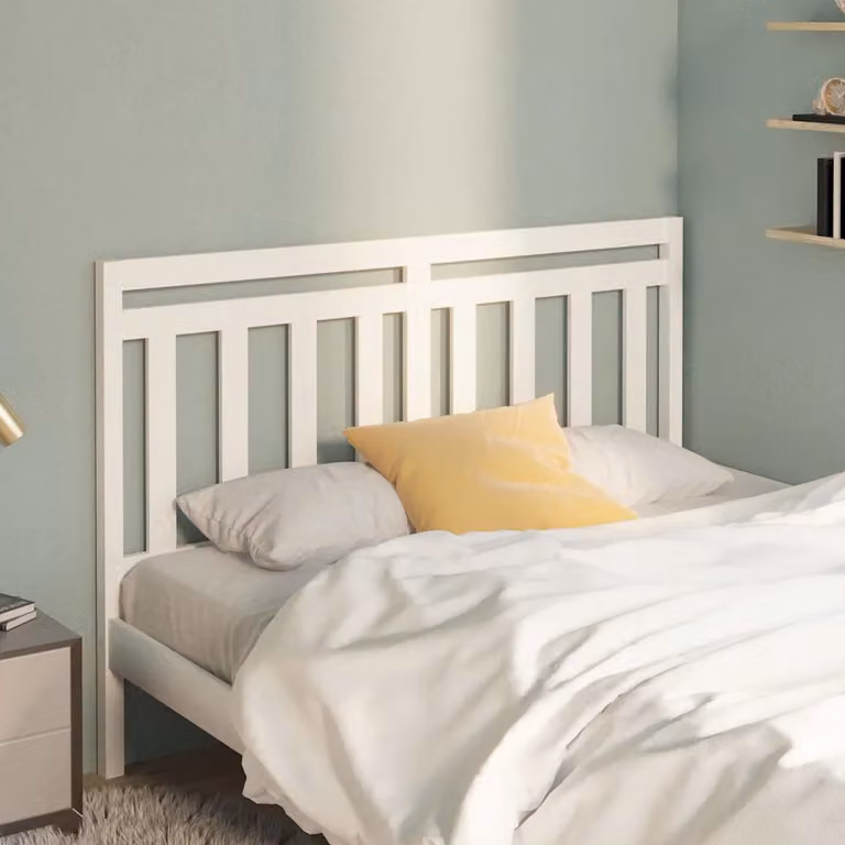 Testiera per letto vidaXL in legno massello di pino bianco, stile rustico, L 146 cm x H 100 cm x P 4 cm