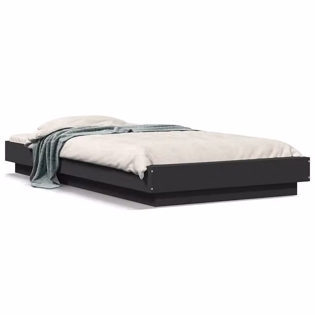 Letto singolo per adulti Design In in legno multistrato nero con doghe fisse L/P/H: 190 x 90 x 23 cm