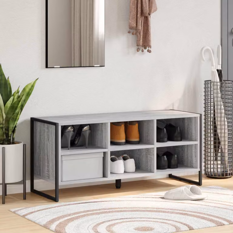 Scarpiera mobile vidaXL in stile industriale grigio, L/P/H: 100 x 35 x 44 cm