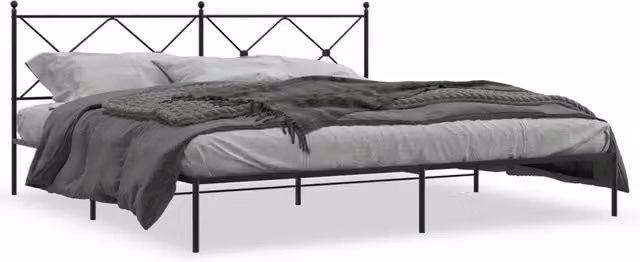 Letto matrimoniale con testiera in metallo nero opaco DESIGN IN L/P/H: 200 x 200 x 90,5 cm