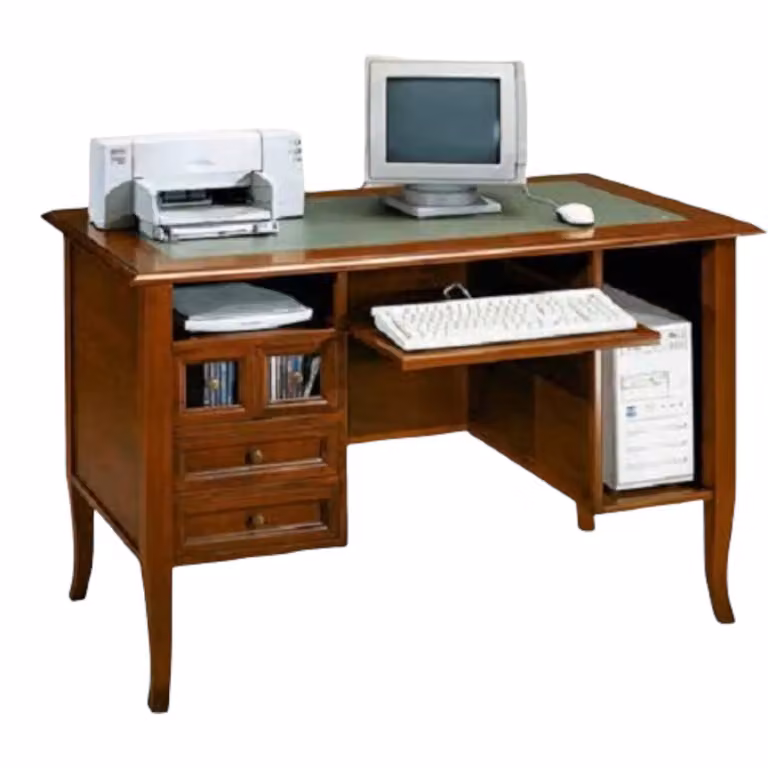 Scrivania da ufficio in legno Mobili 2G colore noce L: 130 cm, P: 74 cm, H: 81 cm