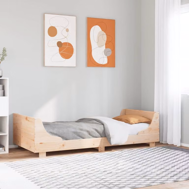 vidaXL Giroletto in legno massello di pino con doghe fisse, colore marrone, L/P/H: 100 x 200 cm